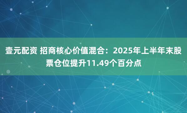 壹元配资 招商核心价值混合：2025年上半年末股票仓位提升11.49个百分点