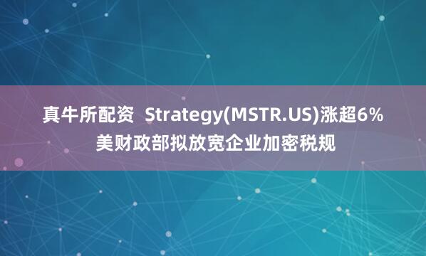 真牛所配资 Strategy(MSTR.US)涨超6% 美财政部拟放宽企业加密税规